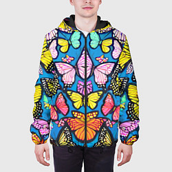 Куртка с капюшоном мужская Зеркальный паттерн из бабочек - мода, цвет: 3D-черный — фото 2