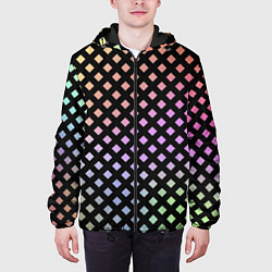 Куртка с капюшоном мужская Цветной под сеткой имитация, цвет: 3D-черный — фото 2