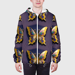 Куртка с капюшоном мужская Золотая бабочка паттерн, цвет: 3D-белый — фото 2