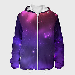 Куртка с капюшоном мужская Разноцветный космос - неоновое свечение, цвет: 3D-белый