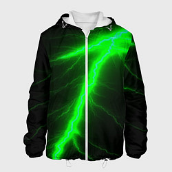 Куртка с капюшоном мужская Зеленый разряд молнии, цвет: 3D-белый