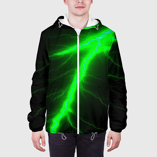 Мужская куртка Зеленый разряд молнии / 3D-Белый – фото 3