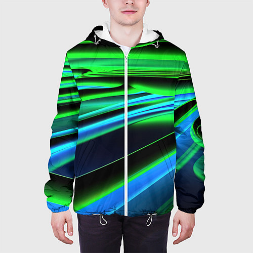 Мужская куртка Green geometry abstract / 3D-Белый – фото 3