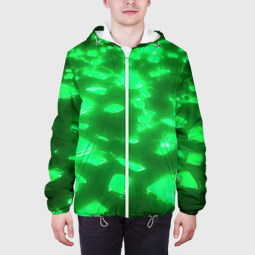 Мужская куртка Зеленые свечения / 3D-Белый – фото 3