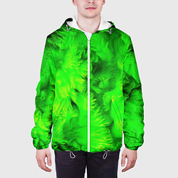 Куртка с капюшоном мужская Green abstract texture, цвет: 3D-белый — фото 2