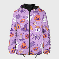 Куртка с капюшоном мужская Halloween pattern арт, цвет: 3D-черный