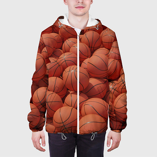 Мужская куртка Узор с баскетбольными мячами / 3D-Белый – фото 3