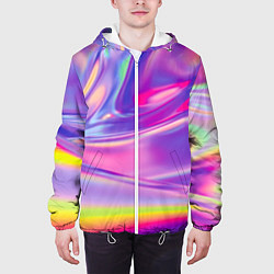 Куртка с капюшоном мужская Радужное северное сияние, цвет: 3D-белый — фото 2