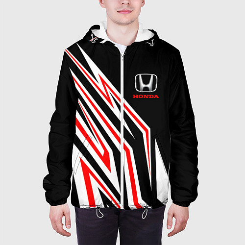 Мужская куртка Хонда - белый и красный / 3D-Белый – фото 3
