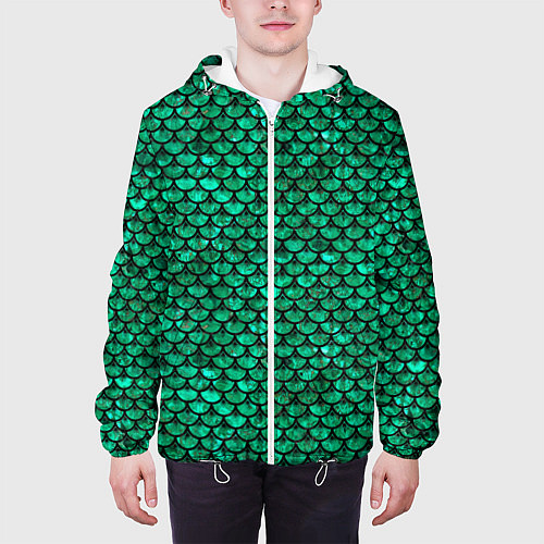 Мужская куртка Кожа изумрудного дракона / 3D-Белый – фото 3
