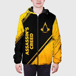 Куртка с капюшоном мужская Assassins Creed - gold gradient: надпись, символ, цвет: 3D-черный — фото 2