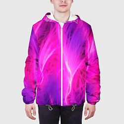 Куртка с капюшоном мужская Pink abstract texture, цвет: 3D-белый — фото 2