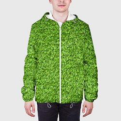 Куртка с капюшоном мужская Зелёный газон, цвет: 3D-белый — фото 2