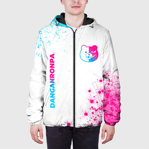 Мужская куртка Danganronpa neon gradient style: надпись, символ / 3D-Черный – фото 3