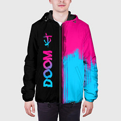 Куртка с капюшоном мужская Doom - neon gradient: по-вертикали, цвет: 3D-черный — фото 2