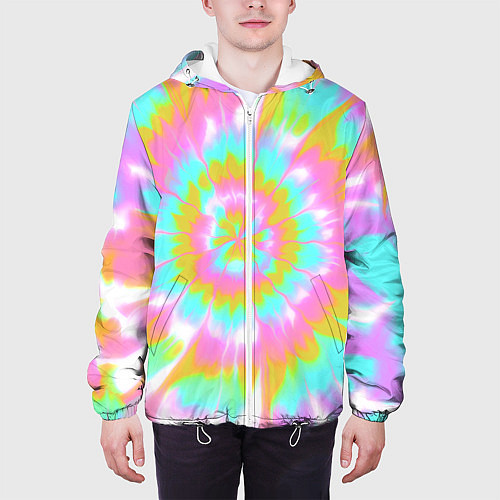 Мужская куртка Tie-Dye кислотный в стиле барби / 3D-Белый – фото 3