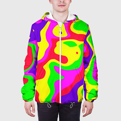 Мужская куртка Абстракция пять цветов / 3D-Белый – фото 3