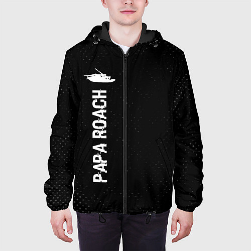 Мужская куртка Papa Roach glitch на темном фоне: по-вертикали / 3D-Черный – фото 3