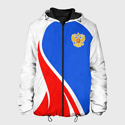 Куртка с капюшоном мужская Герб РФ - white sport, цвет: 3D-черный