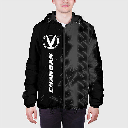 Мужская куртка Changan speed на темном фоне со следами шин: по-ве / 3D-Черный – фото 3