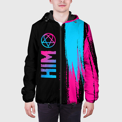 Мужская куртка HIM - neon gradient: по-вертикали / 3D-Черный – фото 3