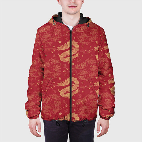Мужская куртка The chinese dragon pattern / 3D-Черный – фото 3