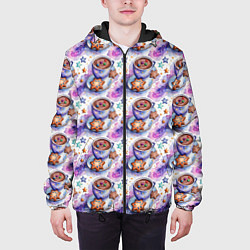 Куртка с капюшоном мужская Какао с печеньками, цвет: 3D-черный — фото 2