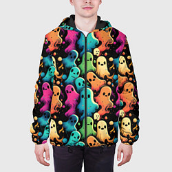 Куртка с капюшоном мужская Паттерн с разноцветными приведениями, цвет: 3D-черный — фото 2