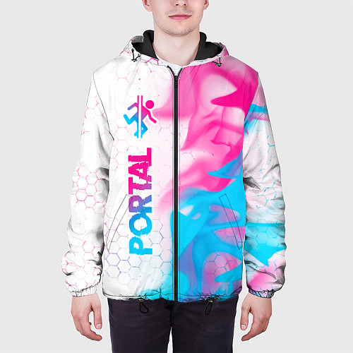 Мужская куртка Portal neon gradient style: по-вертикали / 3D-Черный – фото 3