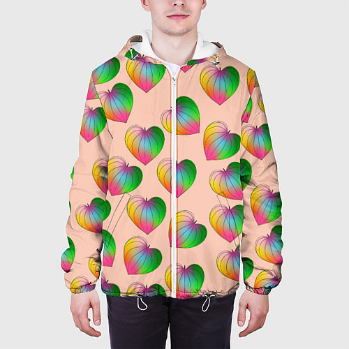 Мужская куртка Цветной листик / 3D-Белый – фото 3
