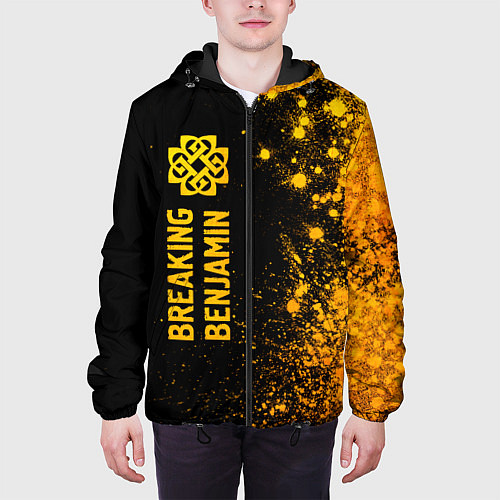 Мужская куртка Breaking Benjamin - gold gradient: по-вертикали / 3D-Черный – фото 3