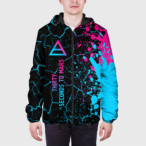 Мужская куртка Thirty Seconds to Mars - neon gradient: по-вертика / 3D-Черный – фото 3