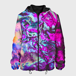 Куртка с капюшоном мужская Жидкое буйство красок, цвет: 3D-черный