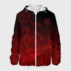 Куртка с капюшоном мужская Дракон в градиенте, цвет: 3D-белый