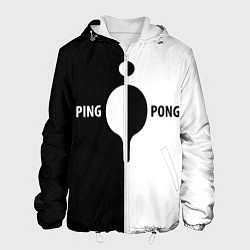 Куртка с капюшоном мужская Ping-Pong черно-белое, цвет: 3D-белый