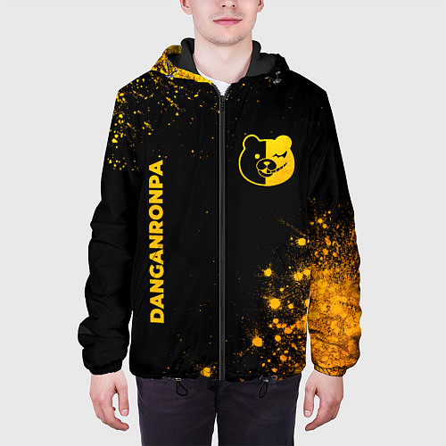 Мужская куртка Danganronpa - gold gradient: надпись, символ / 3D-Черный – фото 3