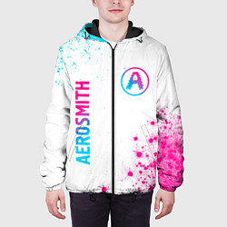 Куртка с капюшоном мужская Aerosmith neon gradient style: надпись, символ, цвет: 3D-черный — фото 2