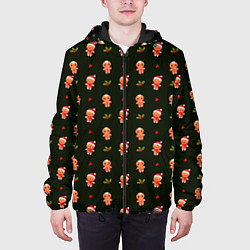 Куртка с капюшоном мужская Christmas cockies pattern, цвет: 3D-черный — фото 2