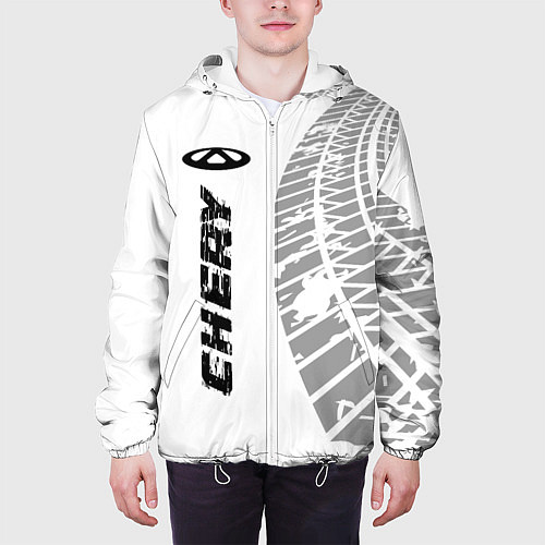 Мужская куртка Chery speed на светлом фоне со следами шин: по-вер / 3D-Белый – фото 3