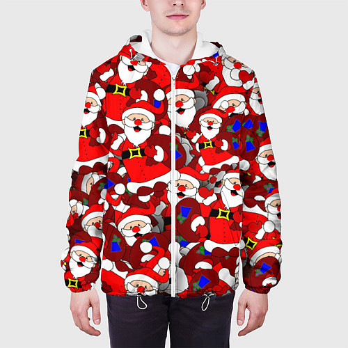 Мужская куртка Новогодний паттерн с дедами морозами / 3D-Белый – фото 3