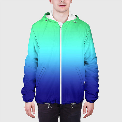 Мужская куртка Градиент зелёно-синий / 3D-Белый – фото 3