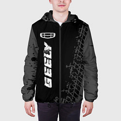 Куртка с капюшоном мужская Geely speed на темном фоне со следами шин: по-верт, цвет: 3D-черный — фото 2