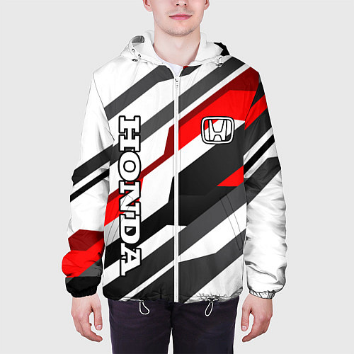 Мужская куртка Honda - red and white / 3D-Белый – фото 3
