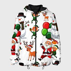 Мужская куртка Зимний праздник - деды морозы гномы олени