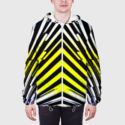 Куртка с капюшоном мужская Зеркальный паттерн из полос, цвет: 3D-белый — фото 2
