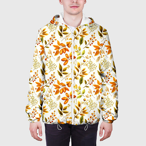 Мужская куртка Осенние листья и желуди / 3D-Белый – фото 3