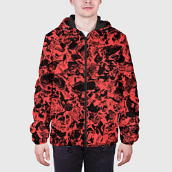 Куртка с капюшоном мужская Каменная текстура коралловый, цвет: 3D-черный — фото 2