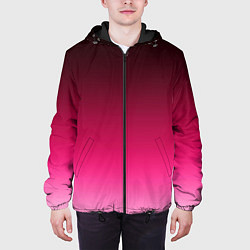 Куртка с капюшоном мужская Розово-малиновый градиент, цвет: 3D-черный — фото 2
