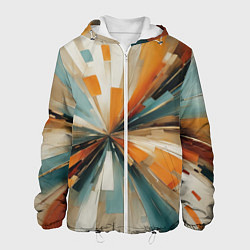 Куртка с капюшоном мужская Цветная абстракция - нейросеть, цвет: 3D-белый