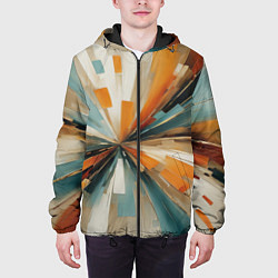 Куртка с капюшоном мужская Цветная абстракция - нейросеть, цвет: 3D-черный — фото 2